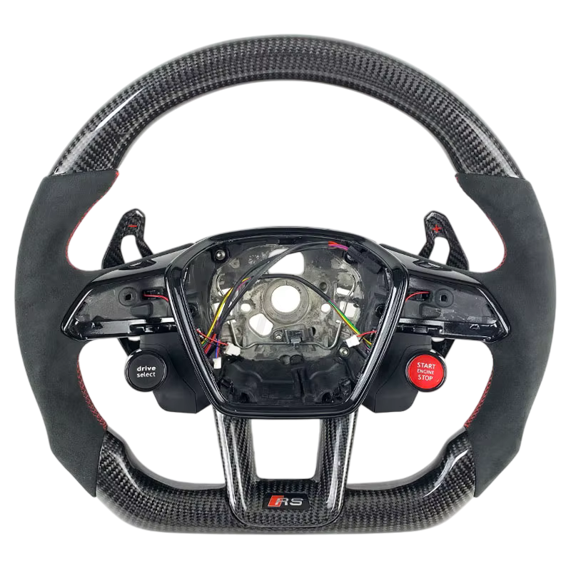 DTC R8 Gen 2 Carbon and Alcantara Flat Bottom Steering Wheel w/NO Stripe