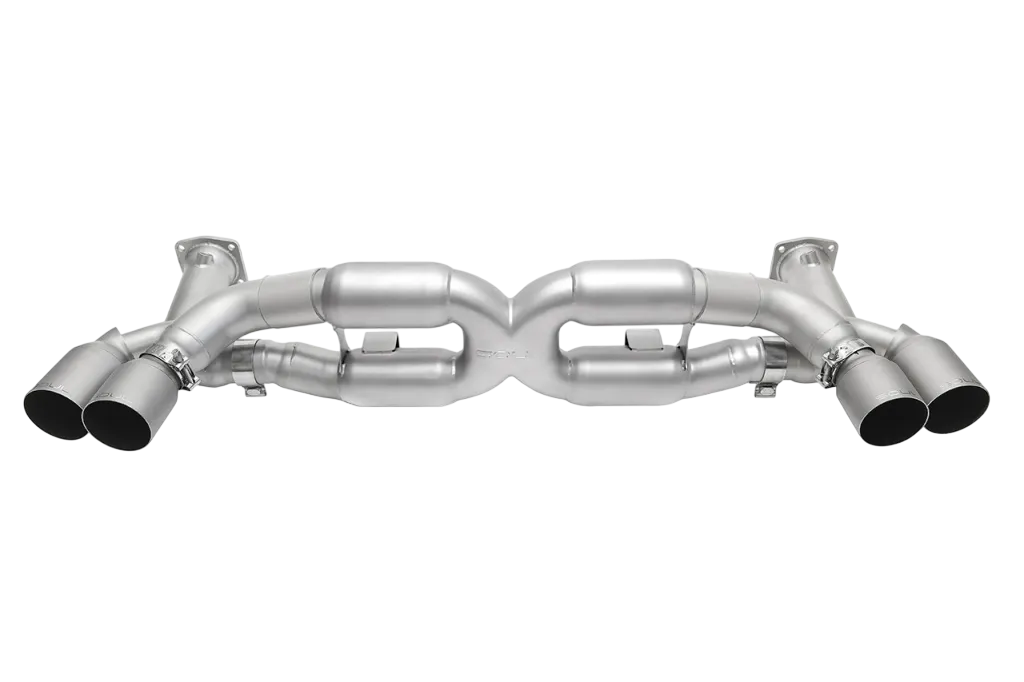 SOUL Performance Porsche 991 Turbo Competition X-Pipe Exhaust System w/ Satin Straight Cut Single Wall Tips