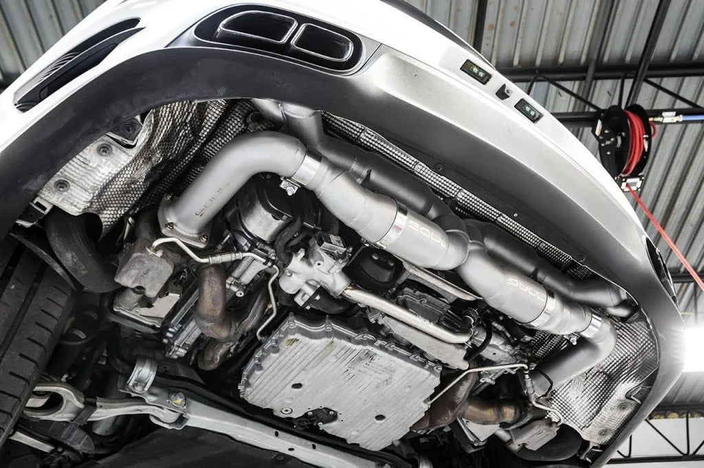 SOUL Performance Porsche 991 Turbo Competition X-Pipe Exhaust System w/ Satin Straight Cut Single Wall Tips